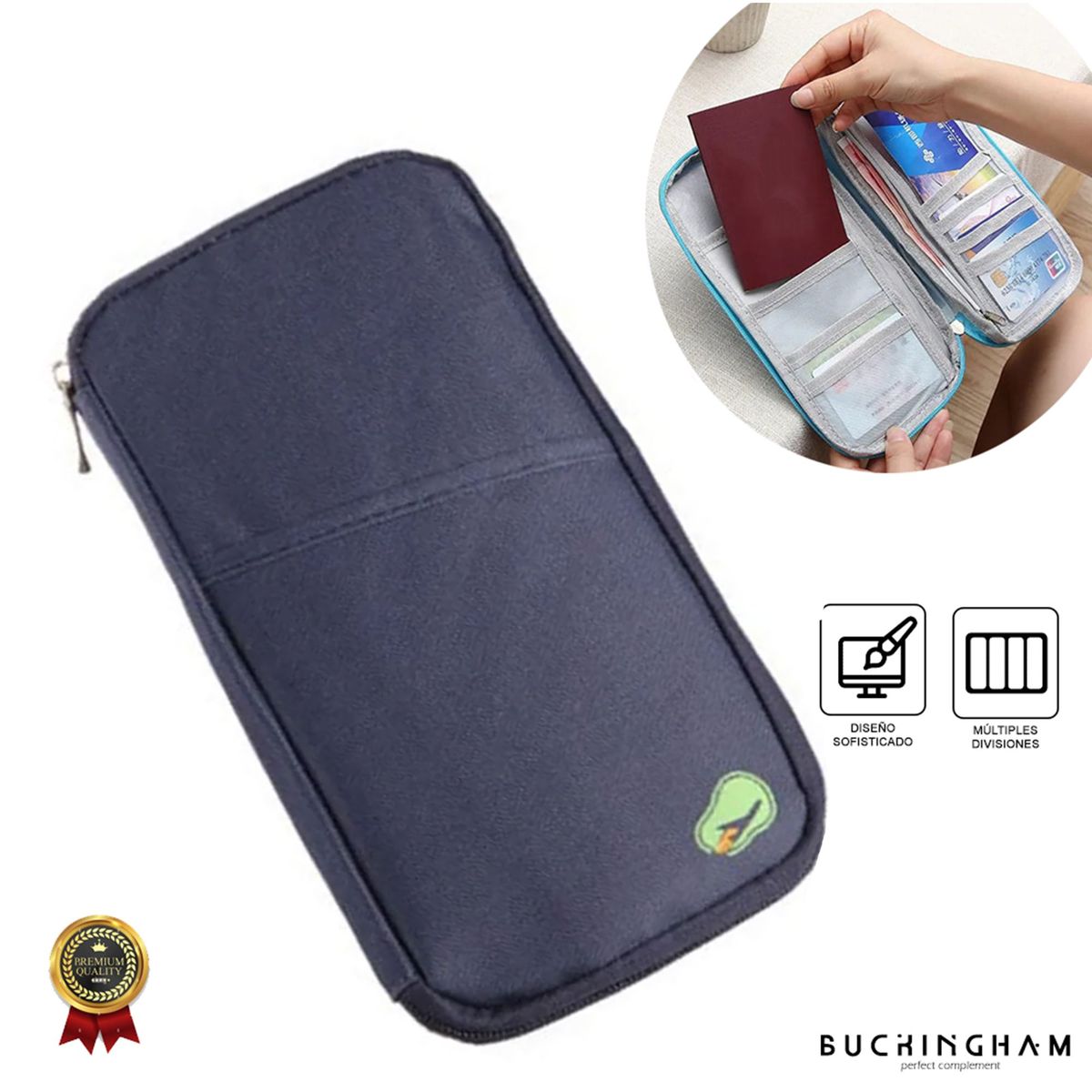 GENERICO - Billetera Tarjetera Pasaporte y Documentos  MDA290019 Azul