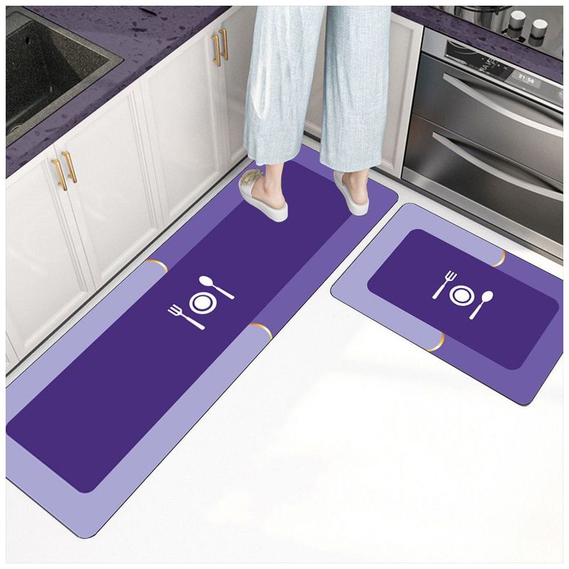 KELLER - Set de 2 Alfombra Antideslizante Piso de Cocina Morado SJ6
