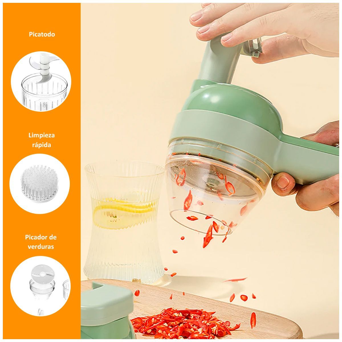 SASARU - Picatodo Cortador de Vegetales Inalámbrico Multifuncional Verde