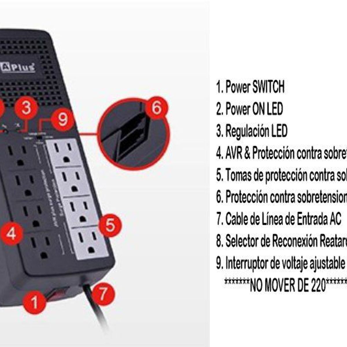 GENERICO - ESTABILIZADOR AUTOMATICO DE VOLTAJE 1000VA  500W