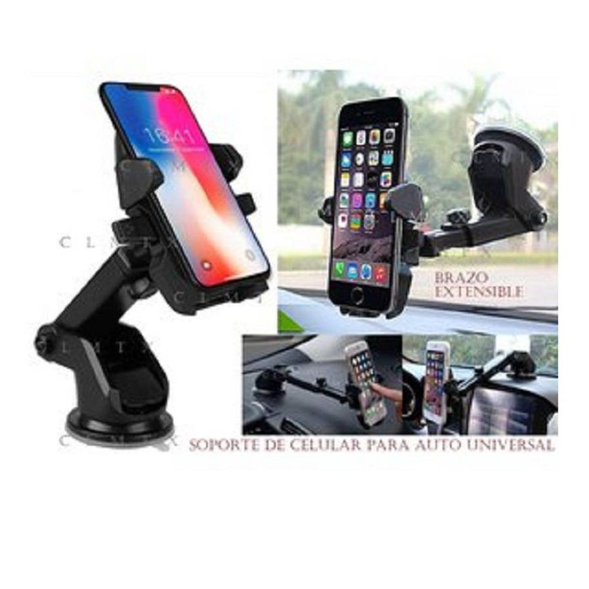 GENERICO - SOPORTE CELULAR AUTO EXTENSIBLE 360° TABLERO PARABRISA