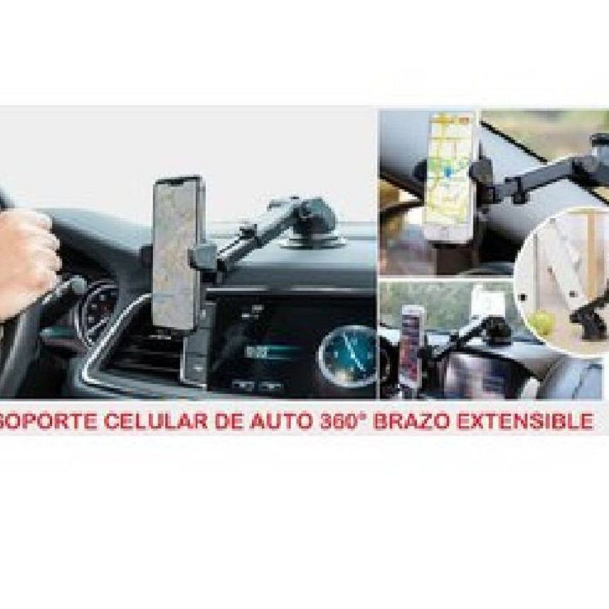 GENERICO - SOPORTE CELULAR AUTO EXTENSIBLE 360° TABLERO PARABRISA