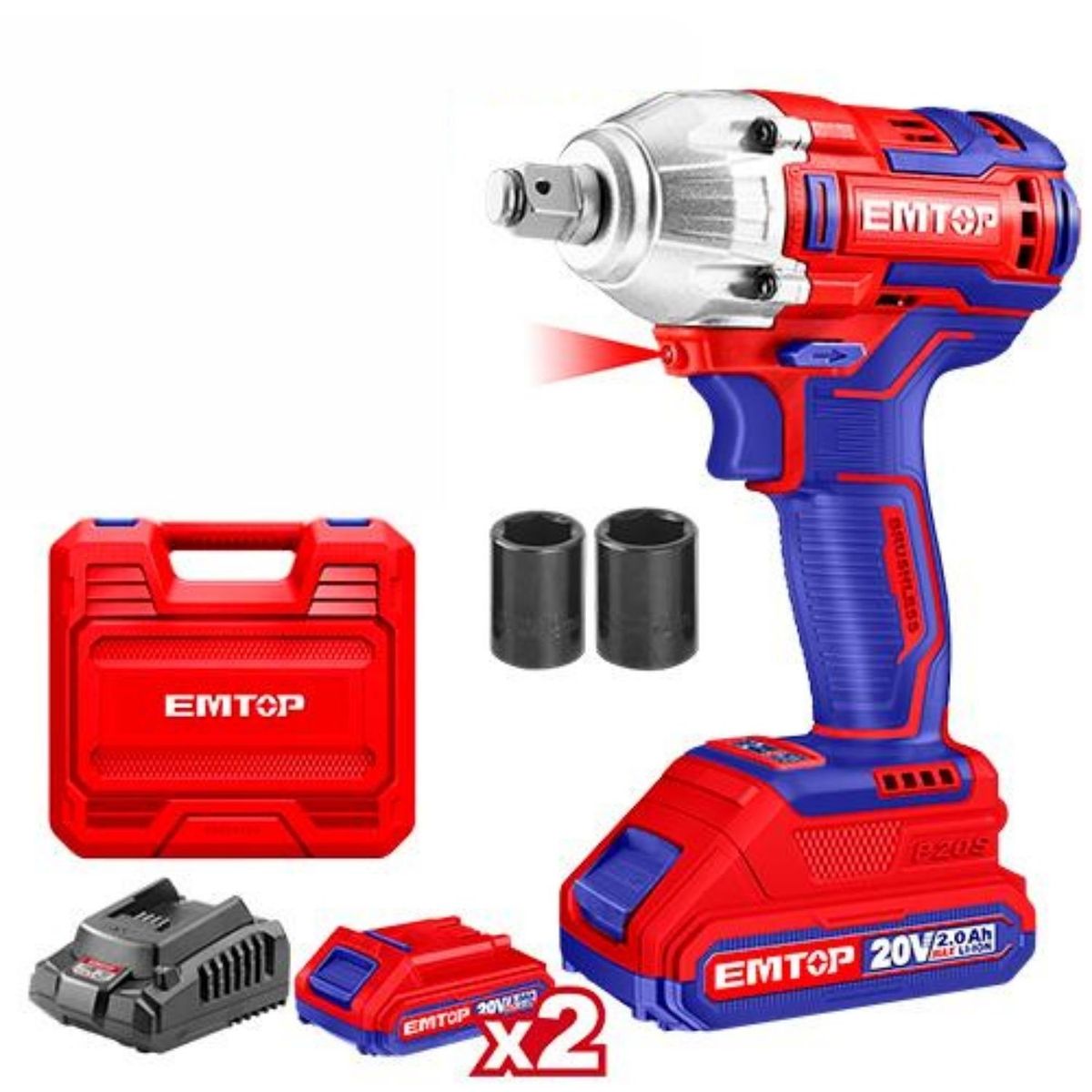 EMTOP - Llave de impacto 12 20v bateria 2ah y cargador Emtop