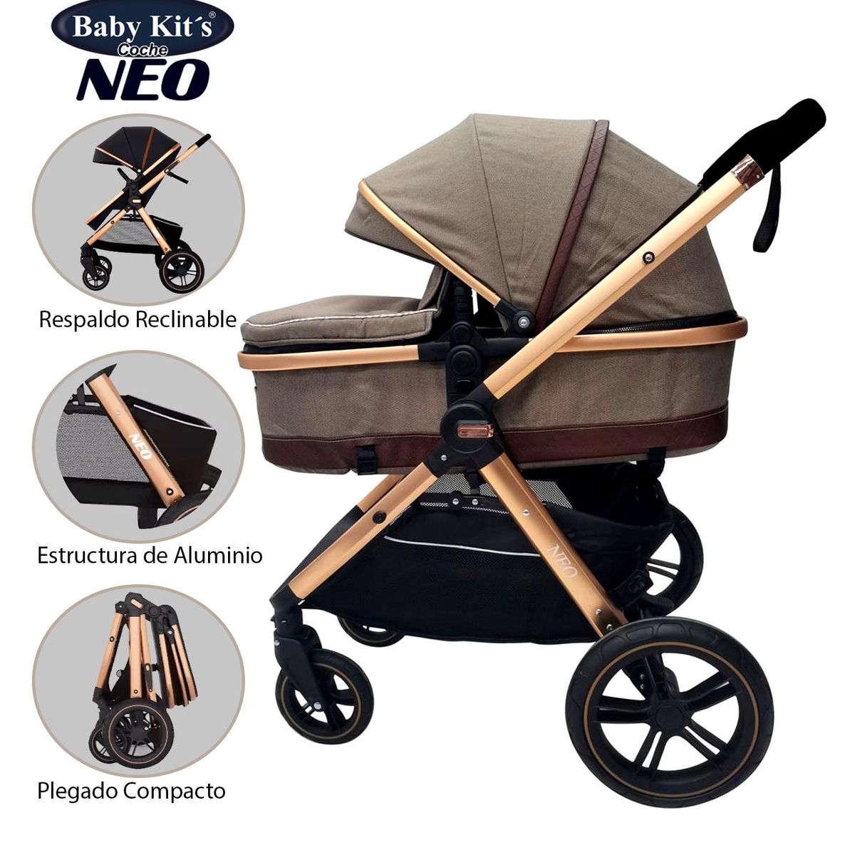Baby Kits - Coche Cuna Moises Baby Kits NEO Beige