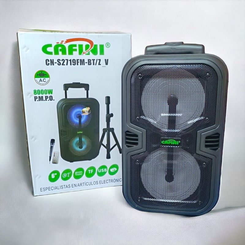 GENERICO - Parlante Bluetooth Cafini con Tripode Estilo Maleta CN-S2719FM-BTZV