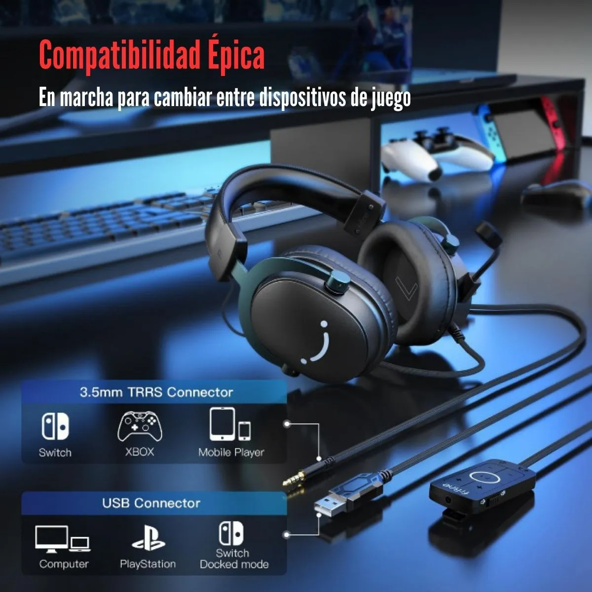 FIFINE - Fifine - Audífono Ampligame H9 Surround Sound 7.1 - Negro