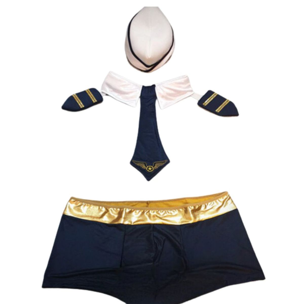 GENERICO - Disfraz Sexy Lencería Piloto Azul Marino