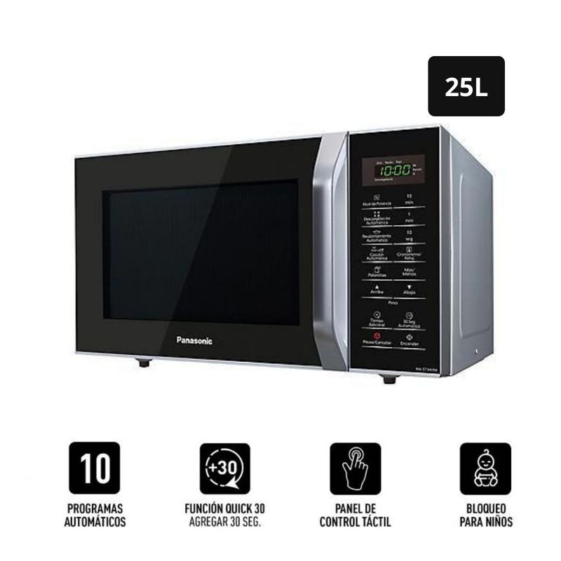 PANASONIC - Horno Microondas Panasonic 25 Litros Silver.