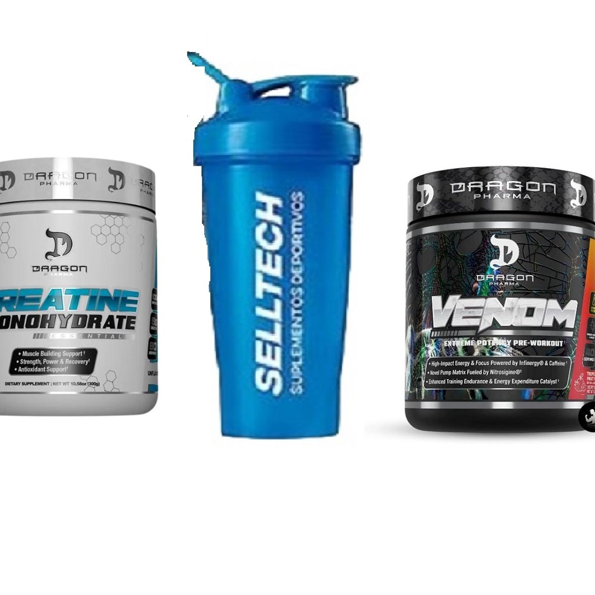 DRAG PHARMA - creatina monohydrate dragon+ pre entreno venom 300 g