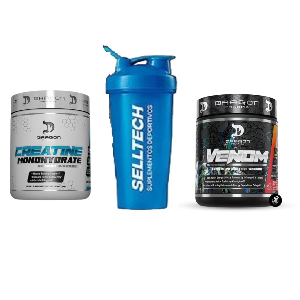 DRAG PHARMA - creatina monohydrate dragon+ pre entreno venom 300 g