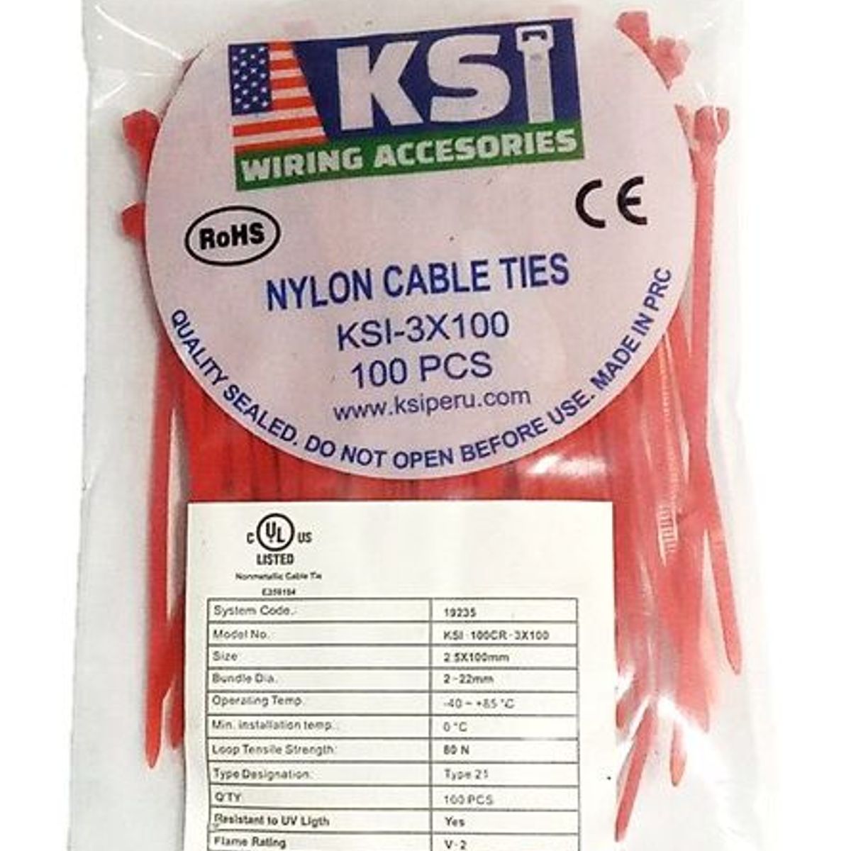 GENERICO - CINTILLO DE AMARRE ROJO POR 100 UNIDADES DE 10CM X 2.5MM