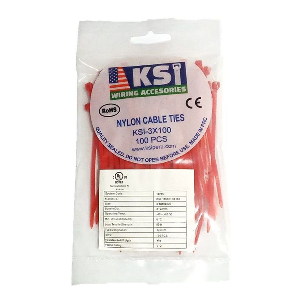 GENERICO - CINTILLO DE AMARRE ROJO POR 100 UNIDADES DE 10CM X 2.5MM