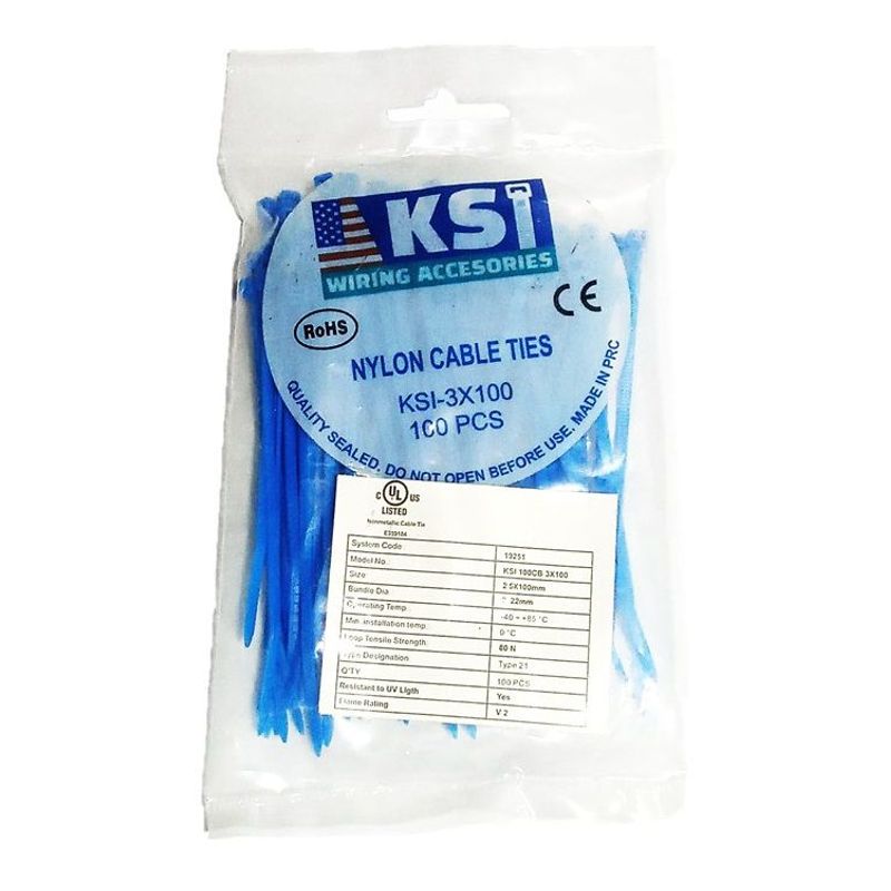GENERICO - CINTILLO DE AMARRE AZUL POR 100 UNIDADES DE 10CM X 2.5MM