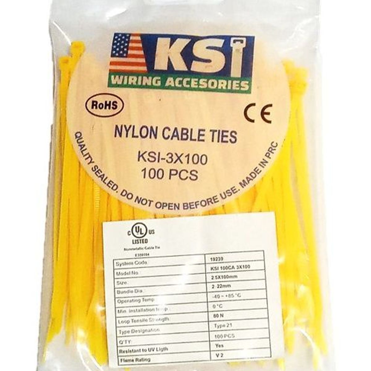 GENERICO - CINTILLO DE AMARRE AMARILLO POR 100 UNIDADES DE 10CM X 2.5MM