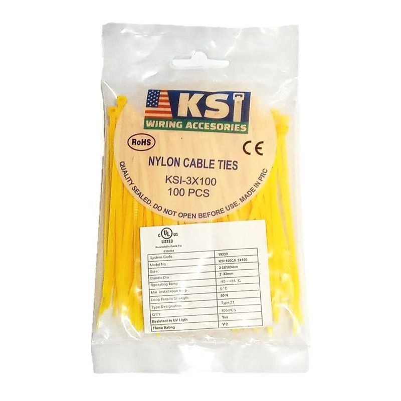 GENERICO - CINTILLO DE AMARRE AMARILLO POR 100 UNIDADES DE 10CM X 2.5MM