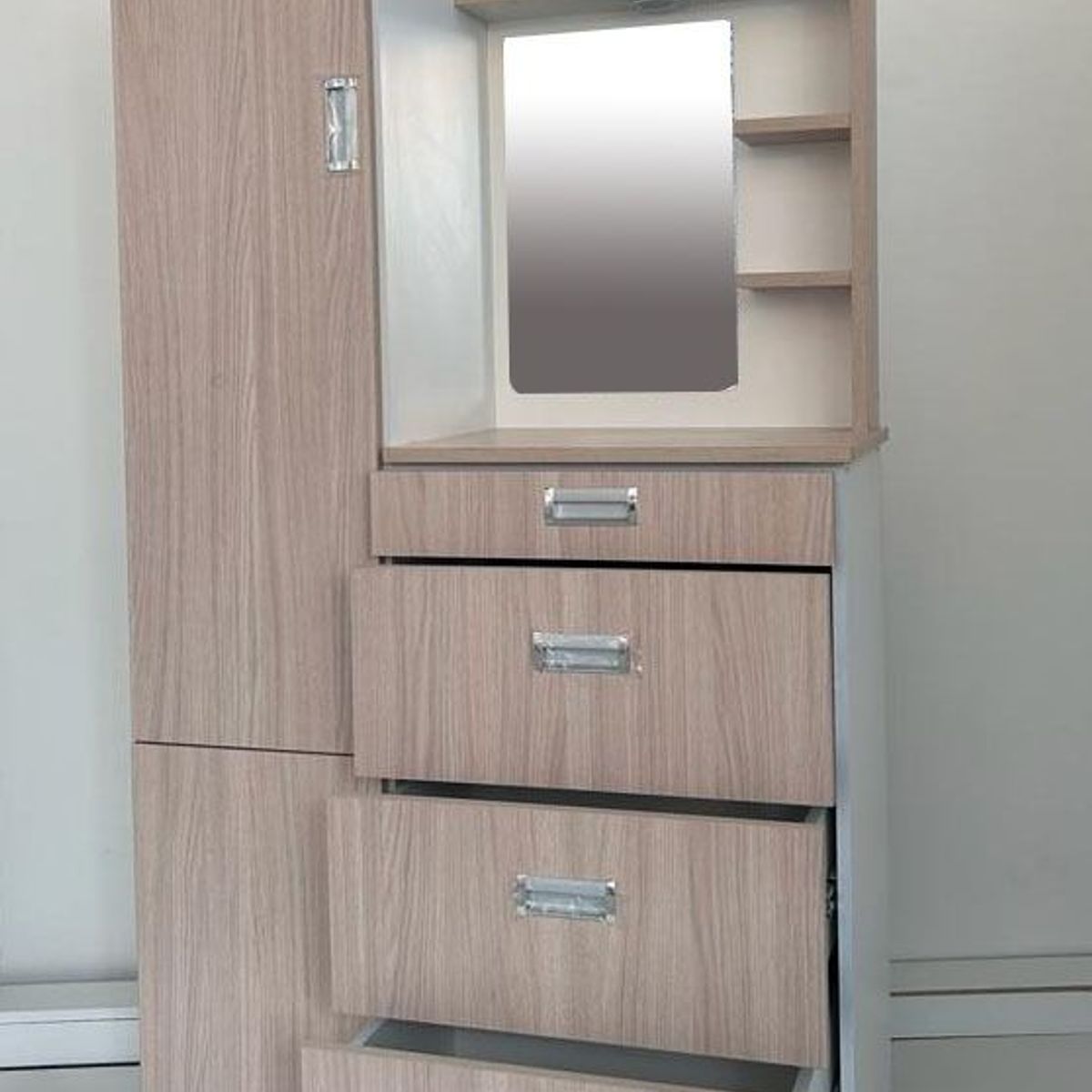 GENERICO - COMODA CON ESPEJO DE 90CM COLOR ARENA