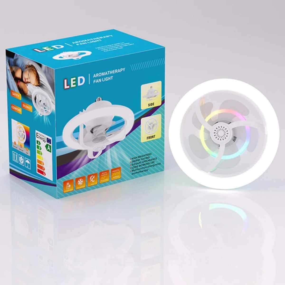 GENERICO - Foco Ventilador Rotación 360° Control Inteligente  Luz Led / RGB 50W
