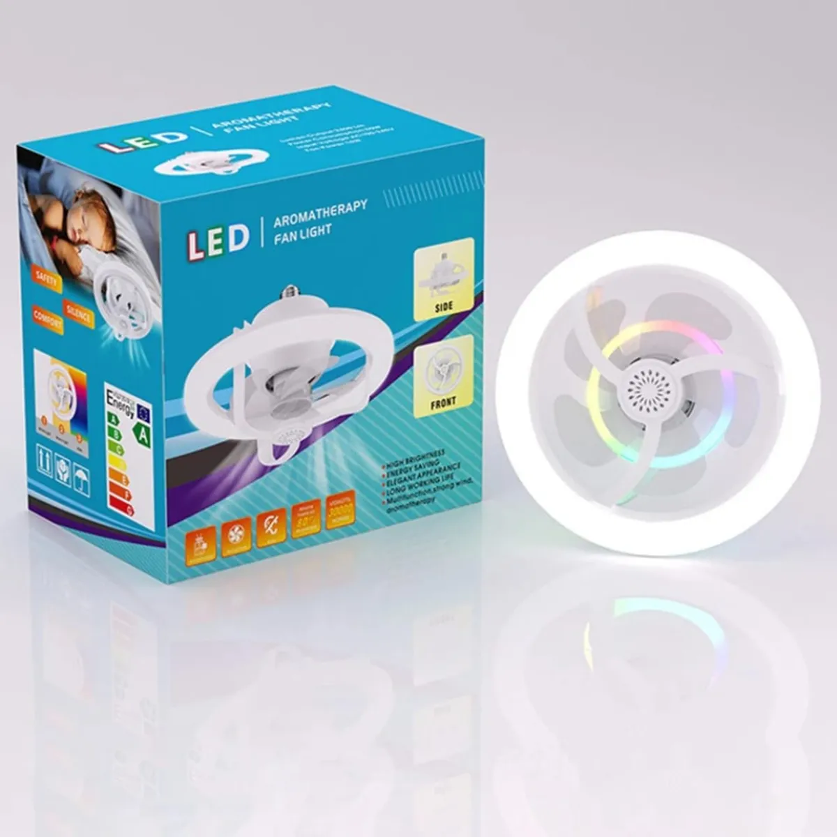 GENERICO - Foco Ventilador Rotación 360° Control Inteligente  Luz Led / RGB 50W