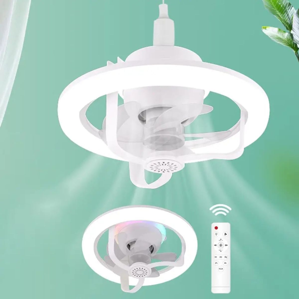 GENERICO - Foco Ventilador Rotación 360° Control Inteligente  Luz Led / RGB 50W