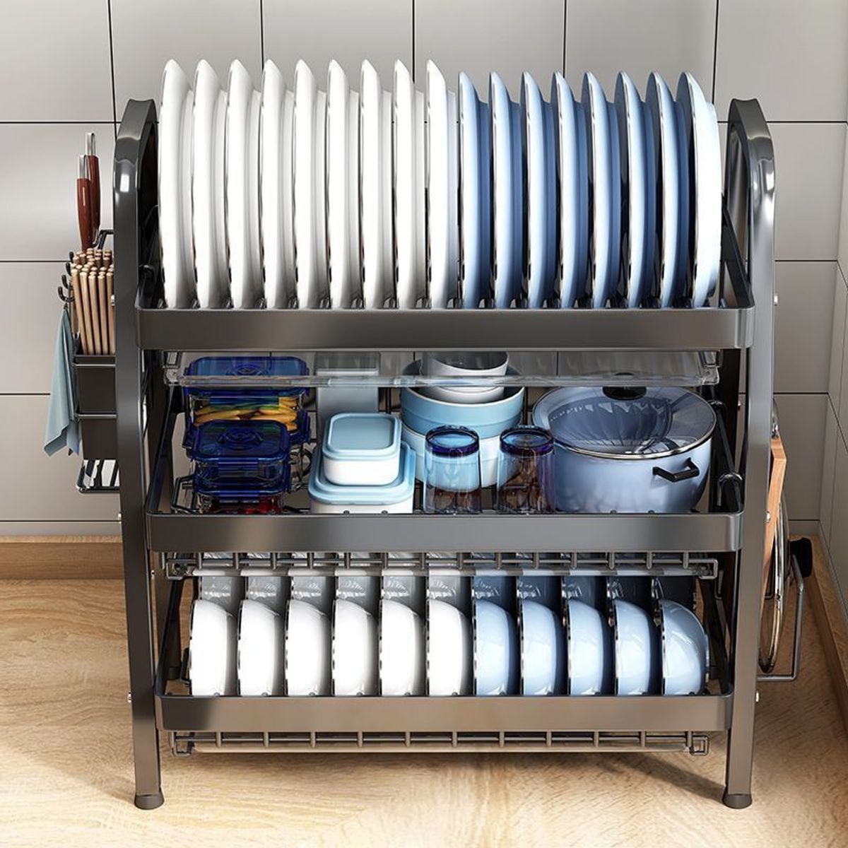 GENERICO - moderno escurridor de platos de 3 niveles