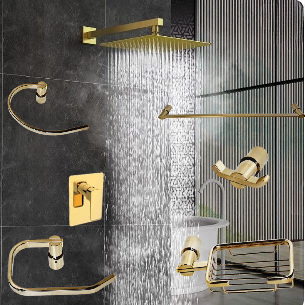 GREEN HOUSE - JUEGO DE  DUCHA  ACERO 10 PULGADAS + MEZCLADORA +KIT DE BAÑO  ACERO