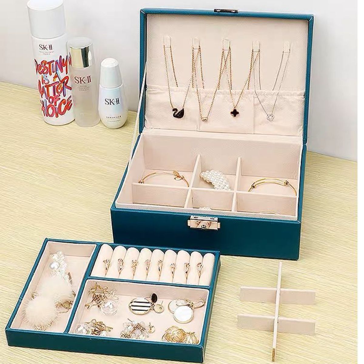 OEM - Organizador de joyas para mujeres y niñas, organizador de 2 Niveles