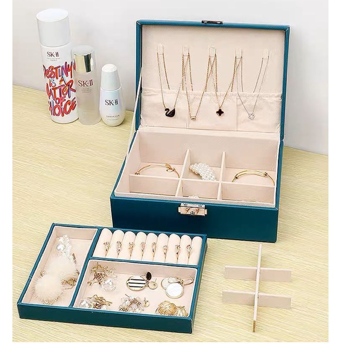 OEM - Organizador de joyas para mujeres y niñas, organizador de 2 Niveles