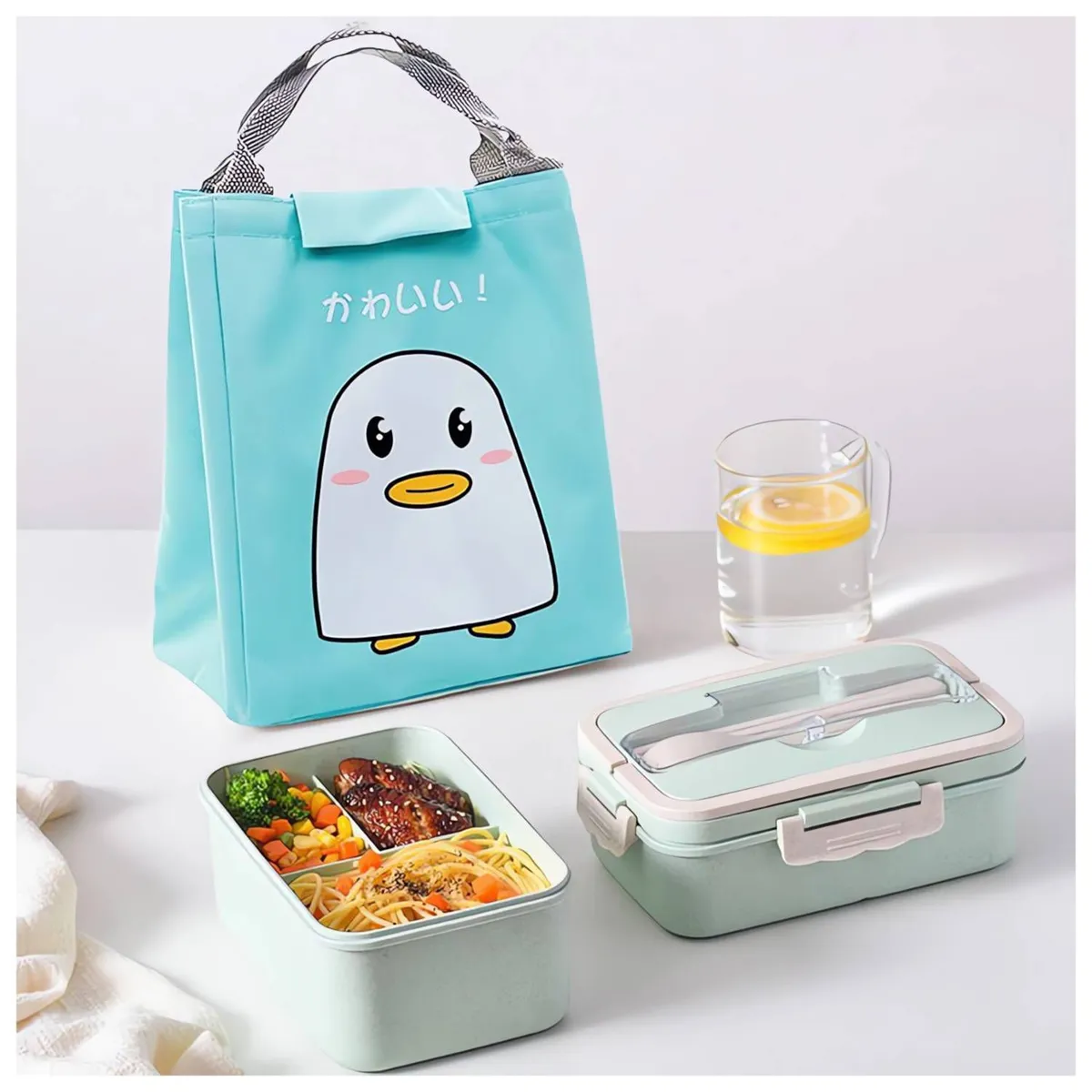 GENERICO - Lonchera de Alimentos 3 Divisiones + Cubiertos 1000 ML