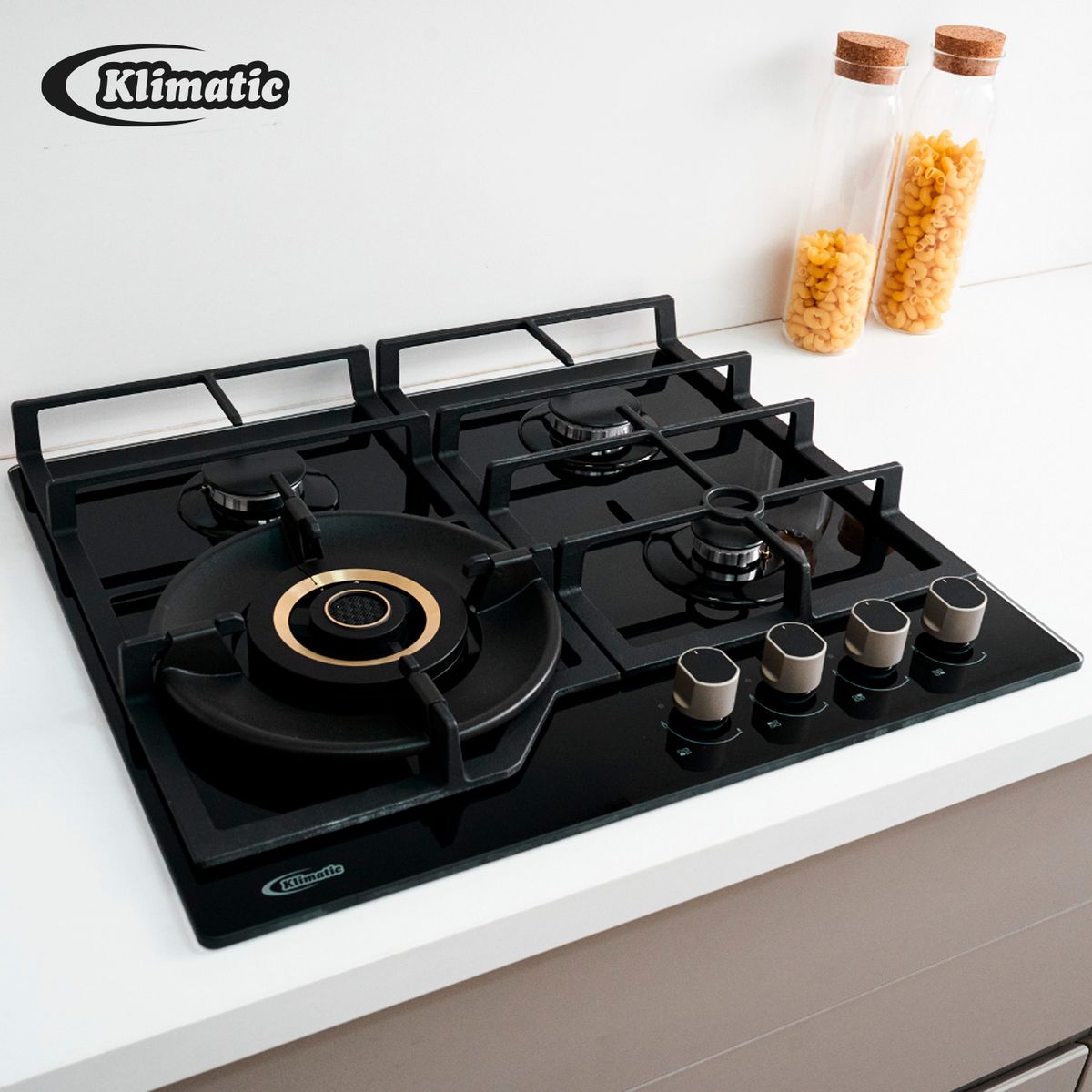 KLIMATIC - Cocina Empotrable a Gas 4 Hornillas Vulcano 4 Marca Klimatic