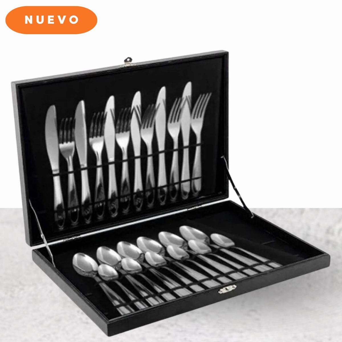 FACUSA - Cubiertos Mesa 24 piezas Negro - Facusa