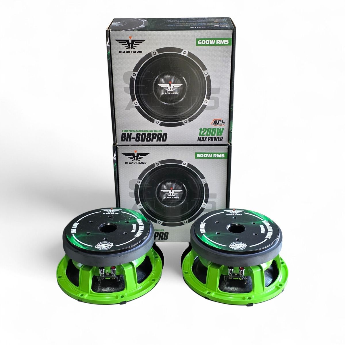 BLACK HAWK - Parlantes Medios Rango Tope Linea 8 Pulgadas Black Hawk Serie Pro 1200W
