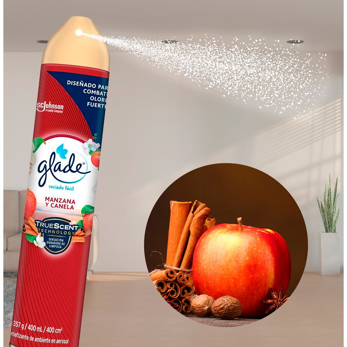 GLADE - Ambientador Glade Spray 400ml Manzana Canela