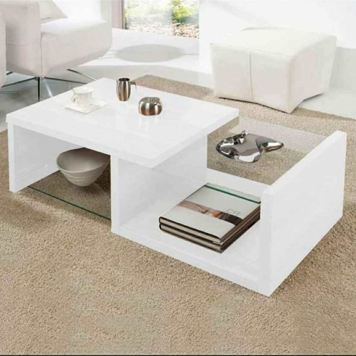 GENERICO - Mesa de Centro Moderno Melamine Blanco TU MESITA