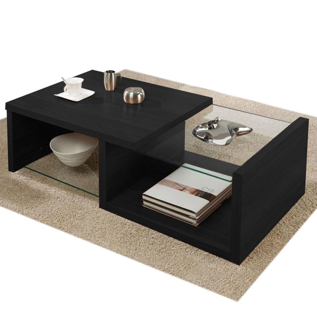 TU MESITA - Mesa de Centro Moderno Melamine Negro TU MESITA