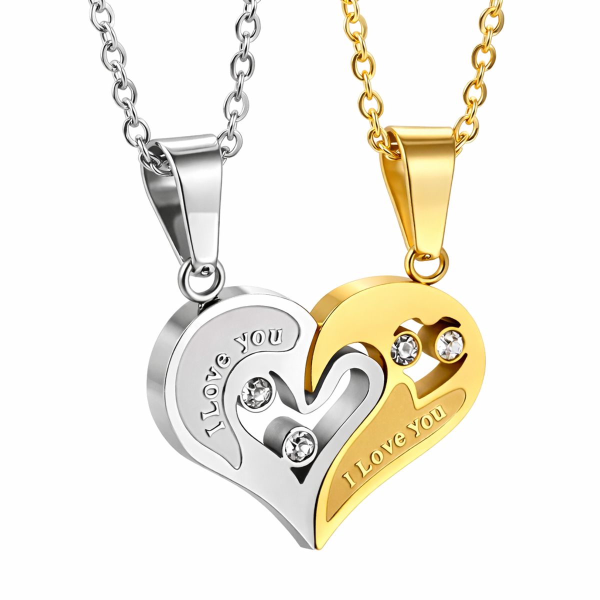 GENERICO - Collar corazón partido enamorados i Love you