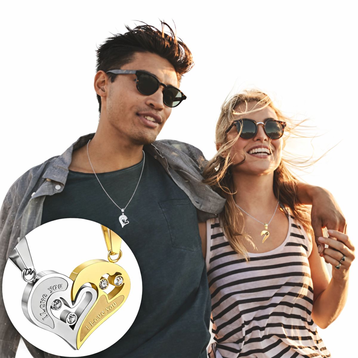 GENERICO - Collar corazón partido enamorados i Love you