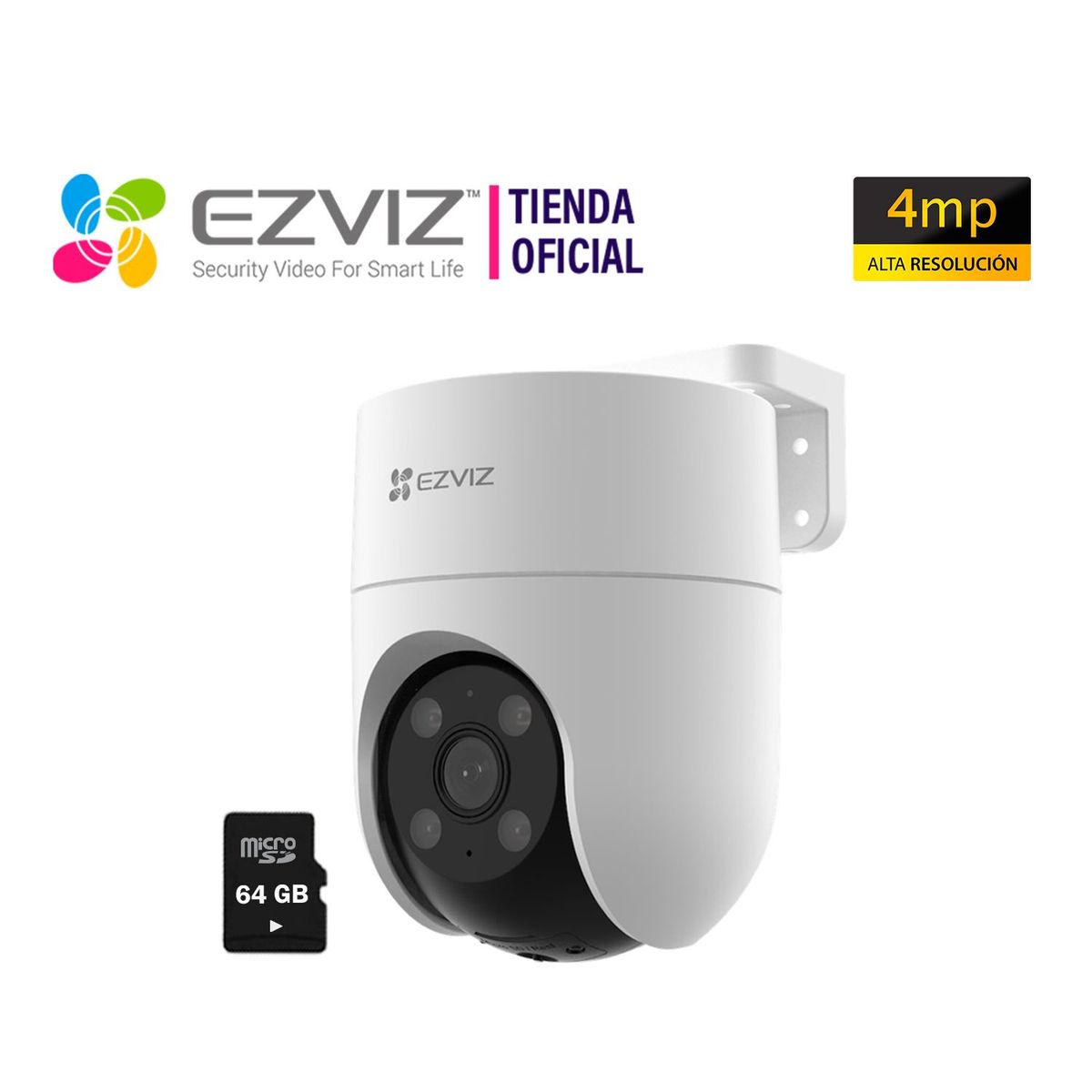 EZVIZ - Cámara Seguridad Wifi Ezviz H8C 4Mp Giratoria 360° Exterior + SD 64GB