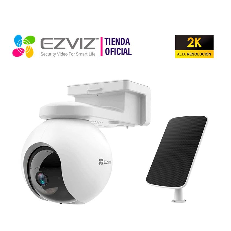 EZVIZ - Cámara Seguridad Wifi Inalambrico CB8 2K 3MP Panel Solar