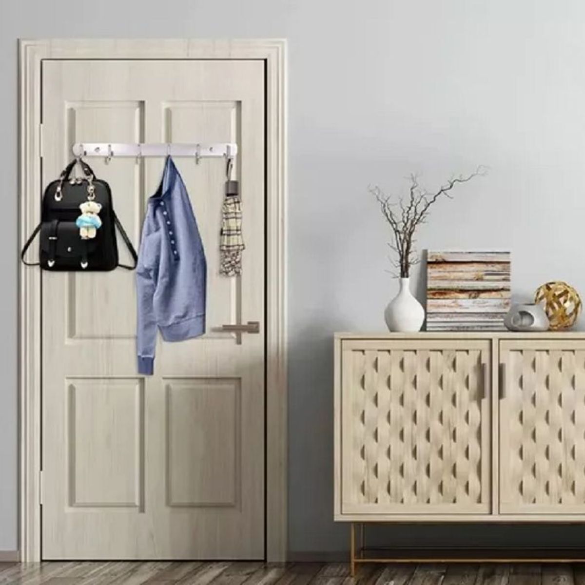 GENERICO - Pack X 2 - Percheros, Colgador De 4 Ganchos Acero Inoxidable