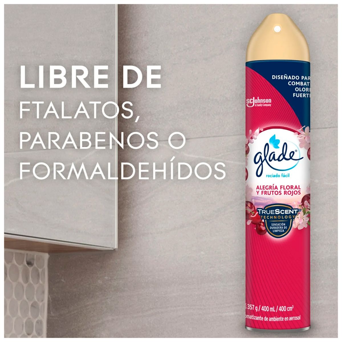 GLADE - Ambientador Glade Spray 400ml Alegría Floral y Frutos Rojos