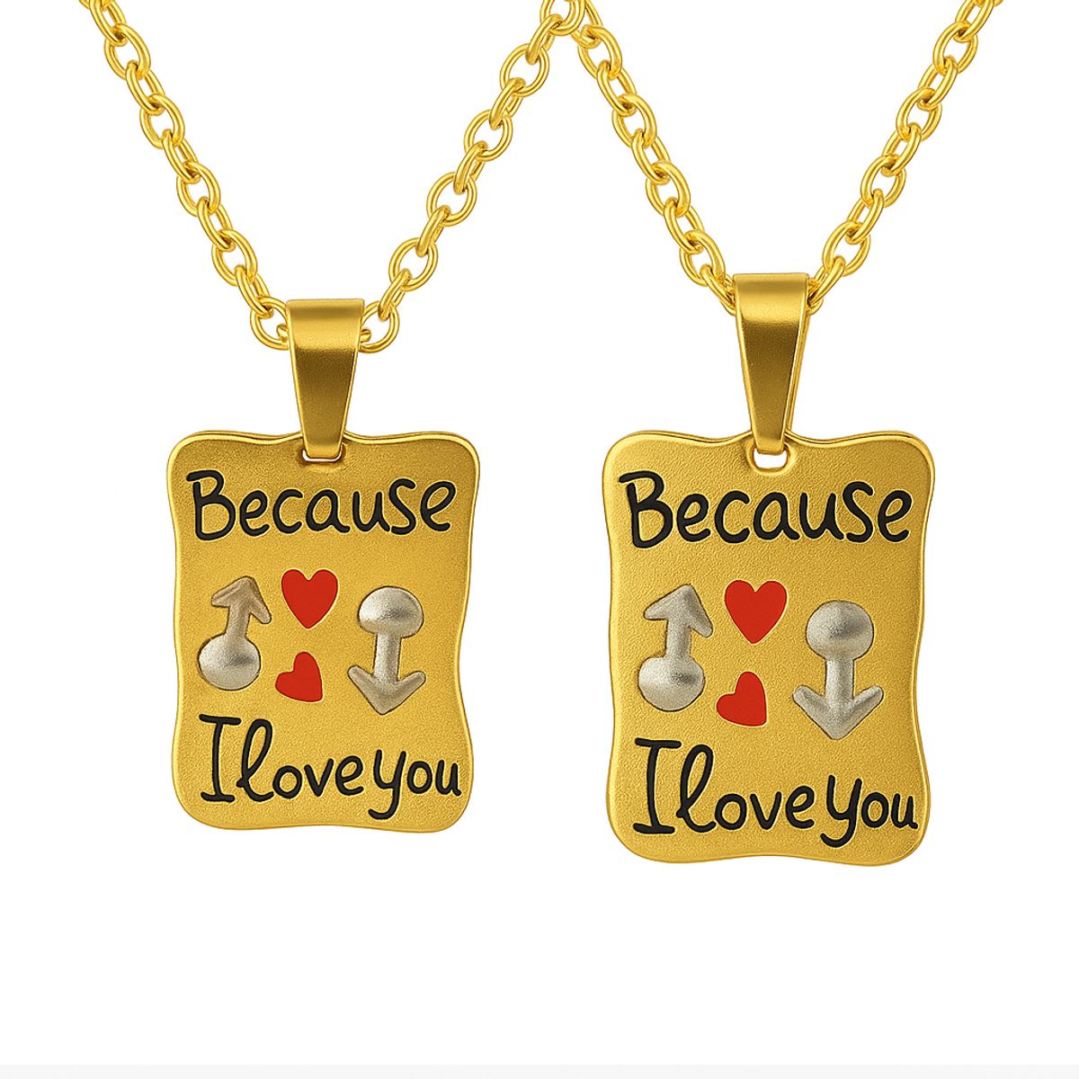 GENERICO - Set 2 Collares Pareja Enamorados Te Amo Acero Inoxidable