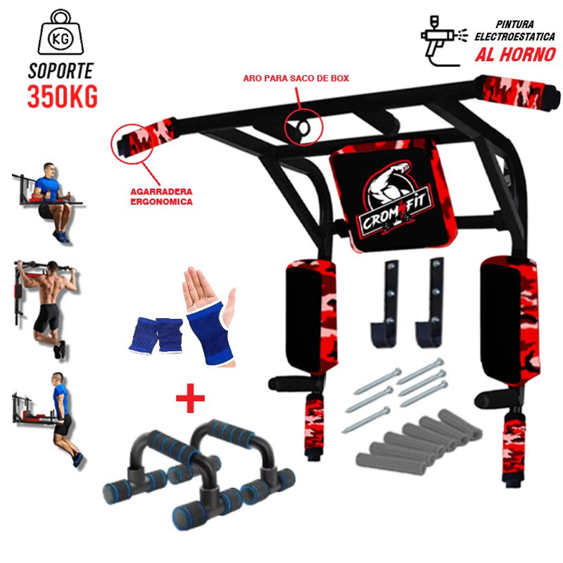HOLGU - Barra Dominadas - Paralelas 15 en 1 + Push Up + Guantes