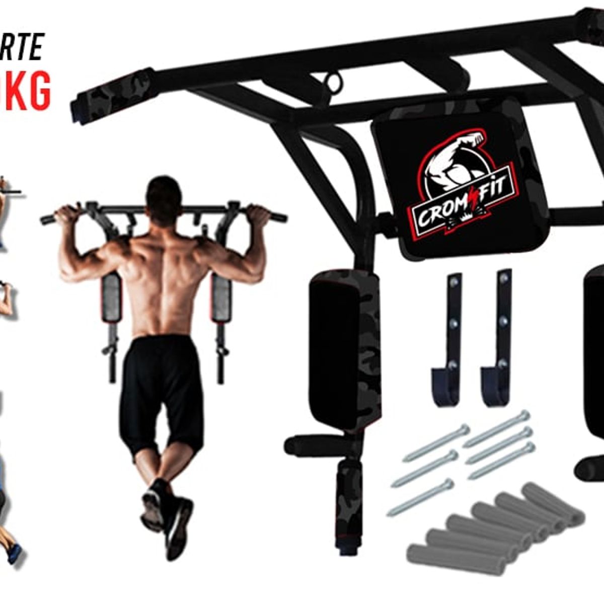 HOLGU - Barra Dominadas - Paralelas 15 en 1 + Push Up + Guantes