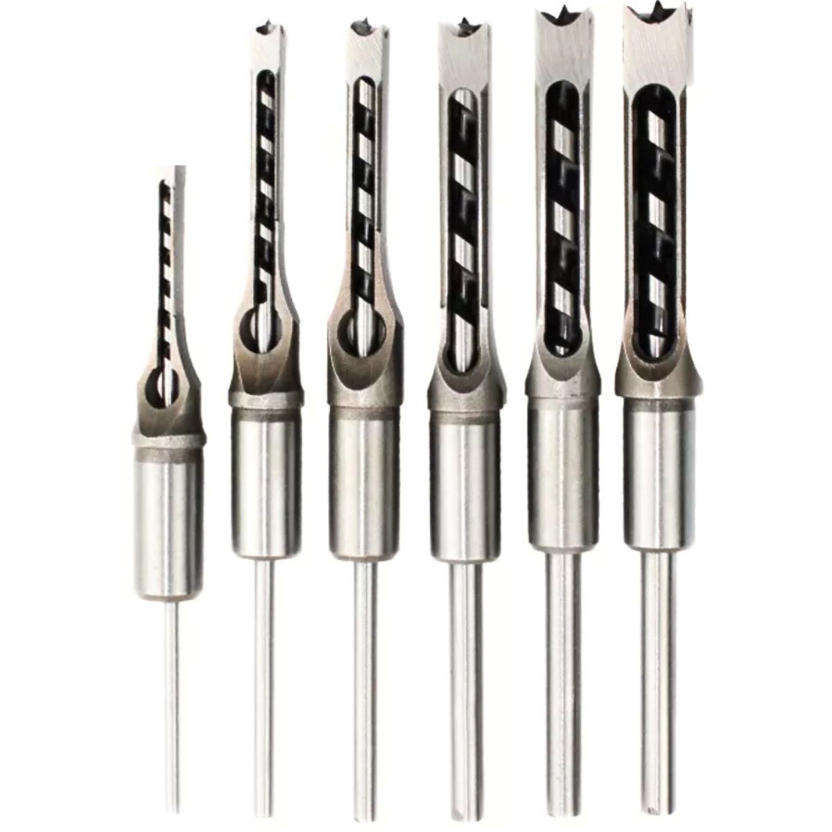 GENERICO - SET DE 6 BROCAS CUADRADAS DE MORTAJA PARA CARPINTERIA 6.4 MM  A 16 MM.
