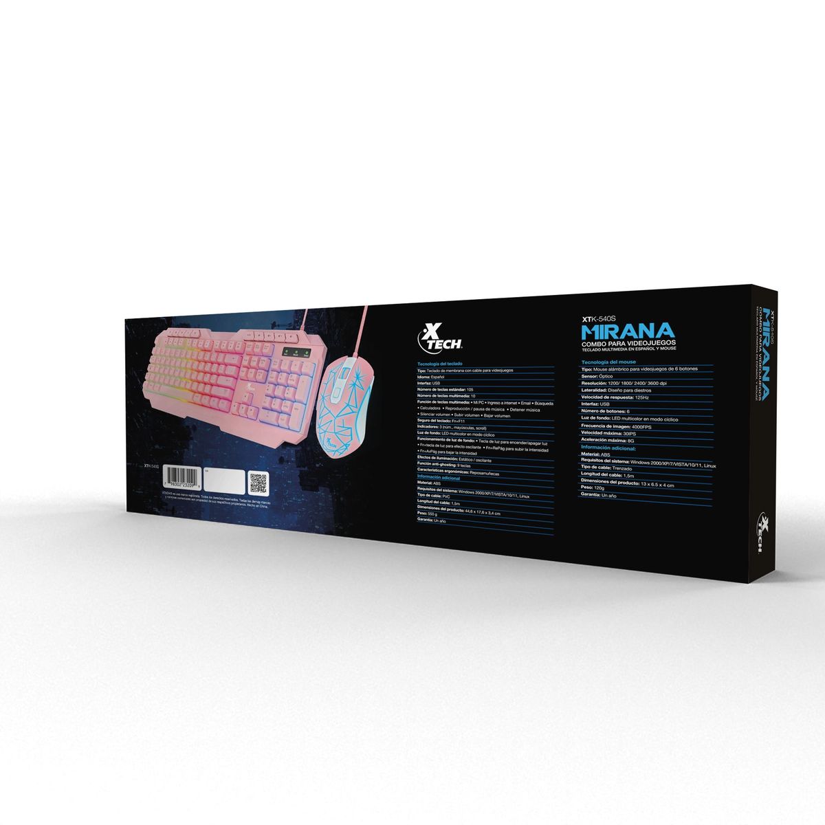 XTECH - COMBO TECLADO Y MOUSE XTECH XTK-540S ROSA