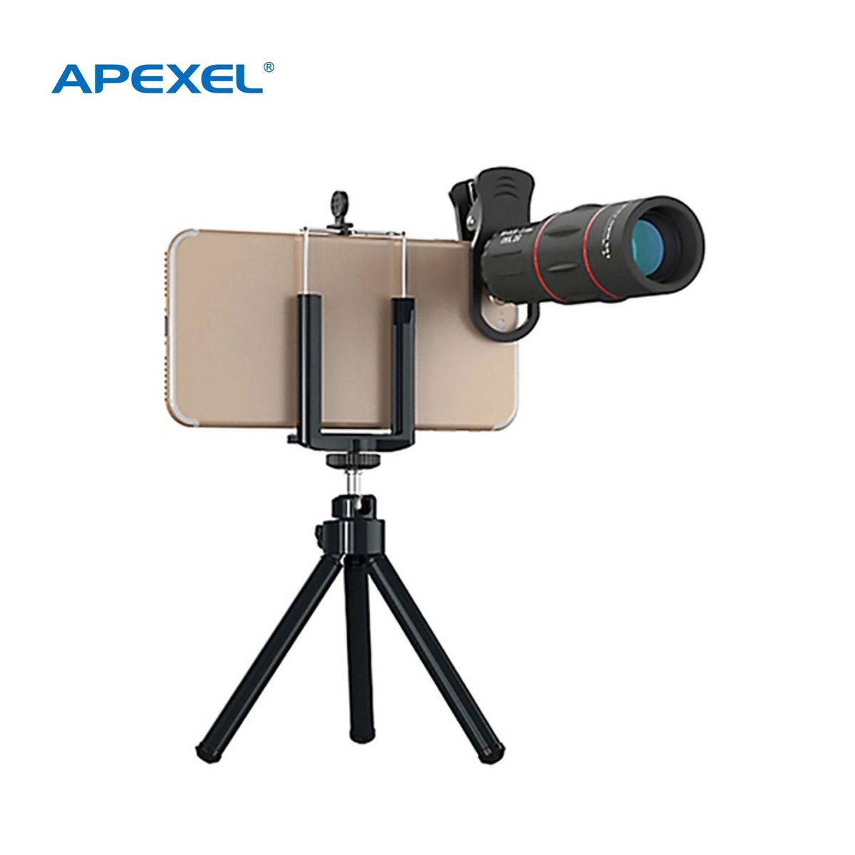 APEXEL - Lente Apexel 18x Para Celular Con Tripode - Negro