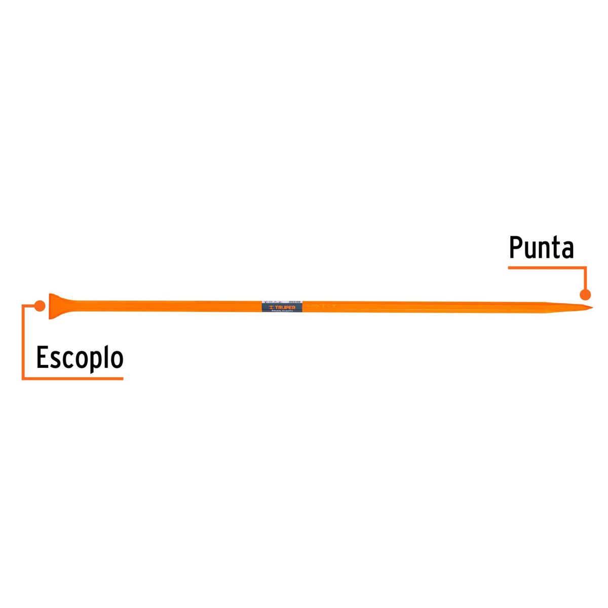 TRUPER - Barreta de punta de 1"x150 cm, escoplo 72 mm,Truper