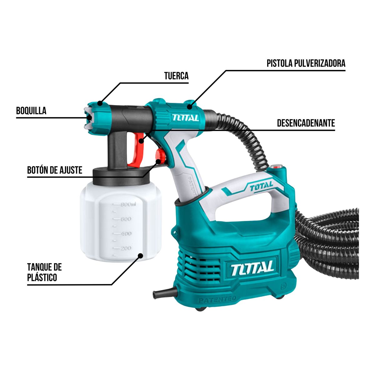 TOTAL TOOLS - Pistola para pintar 550w 850ml vaso de plastico Total
