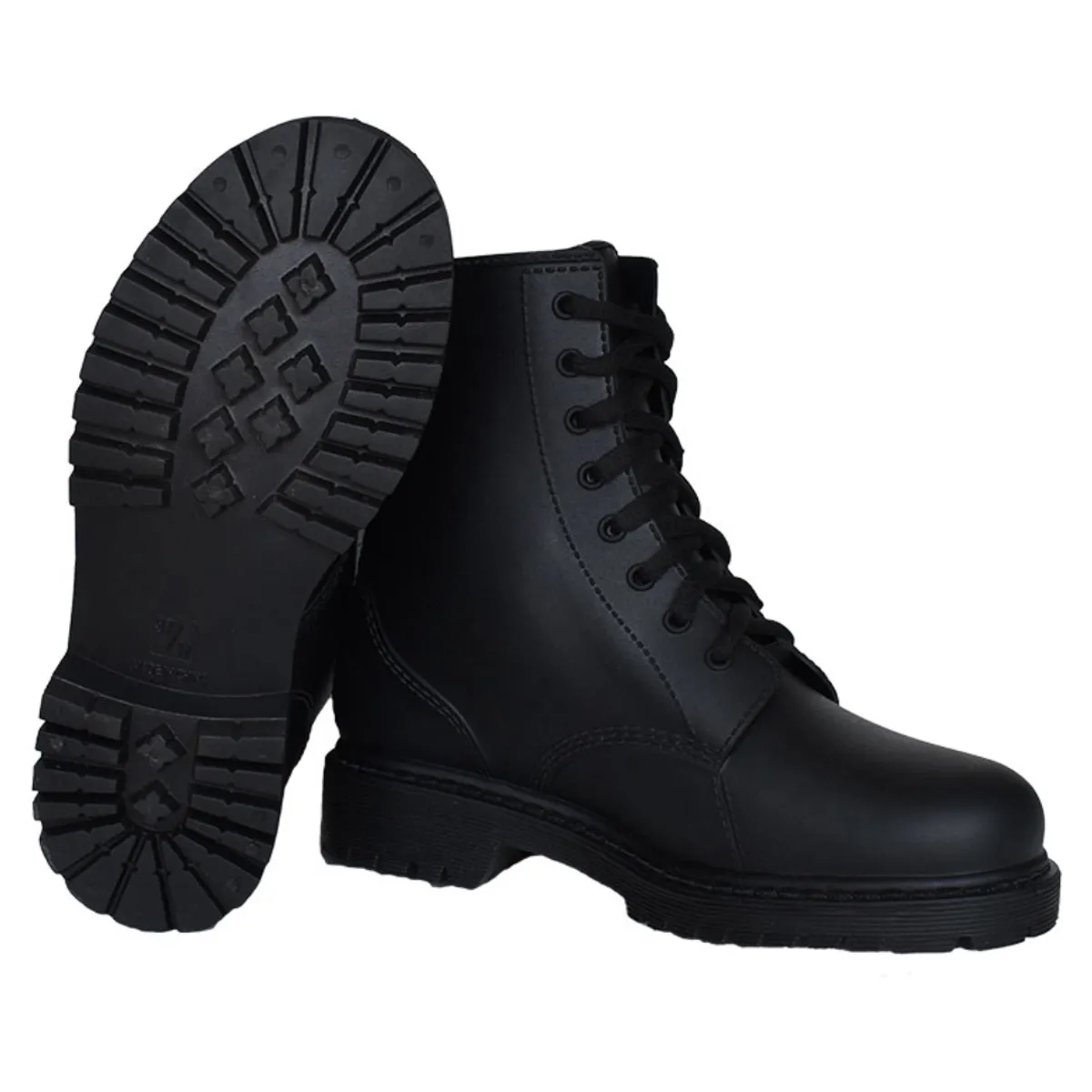 GENERICO - BOTAS DE LLUVIA CON PASADORES COMBAT NEGRO TALLAS 36 A LA 40