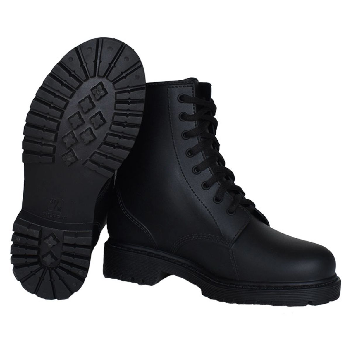 GENERICO - BOTAS DE LLUVIA CON PASADORES COMBAT NEGRO TALLAS 36 A LA 40